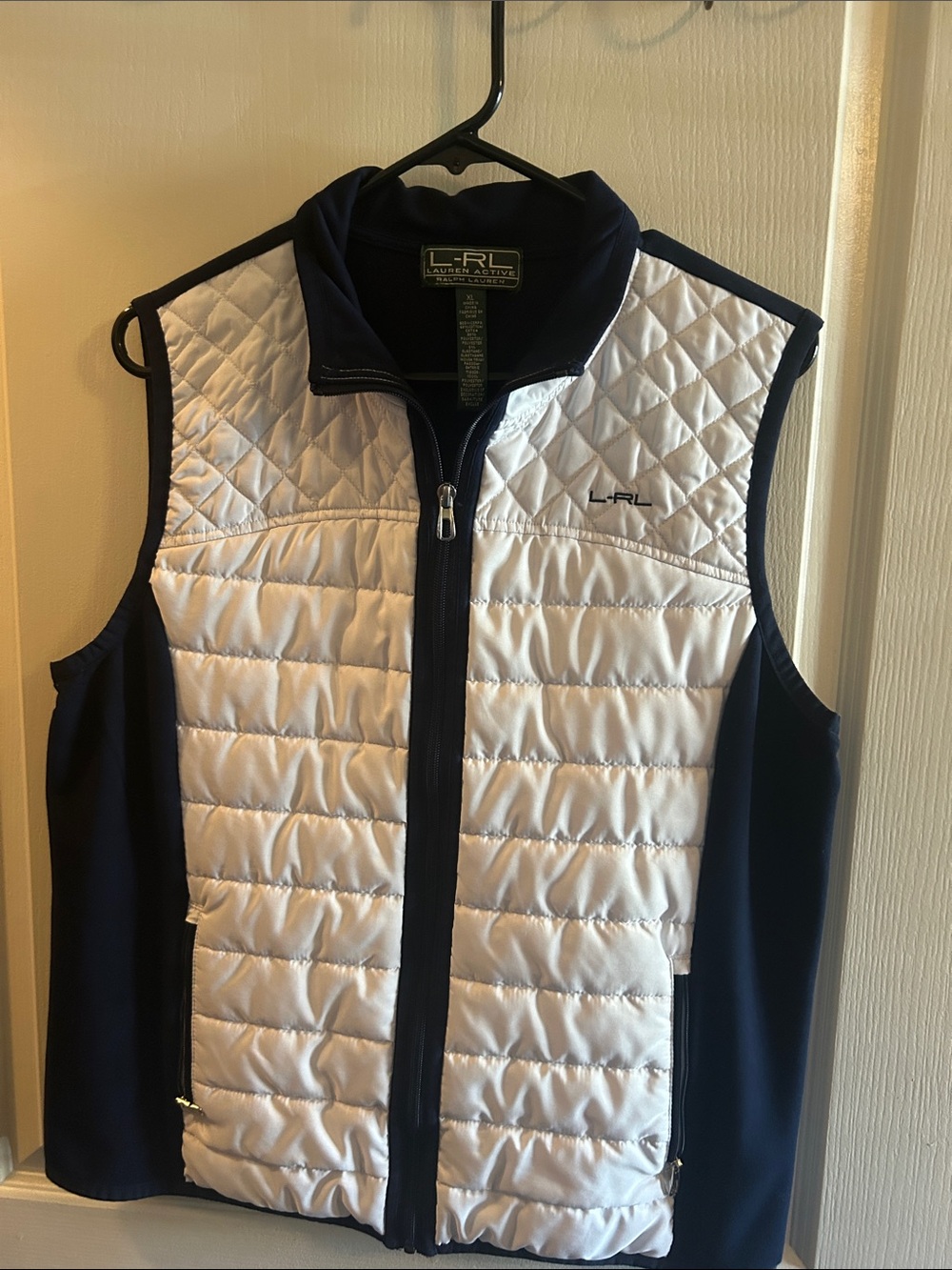 Ralph Lauren White and Navy Quilted Performance Vest
